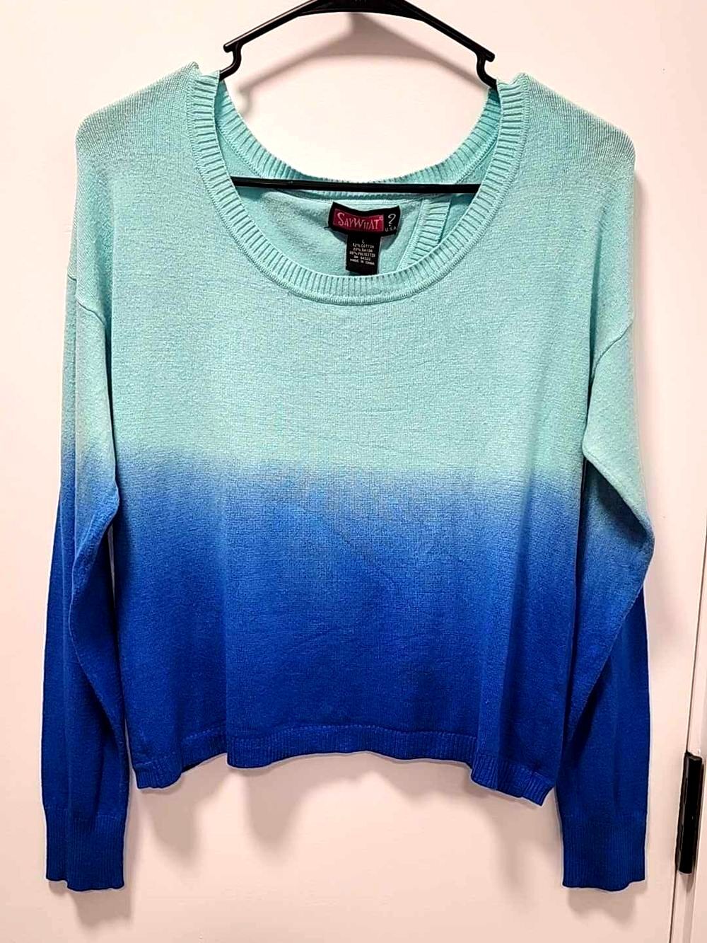 Seafoam to Royal Blue Ombre Sweater - Saw What? Size - L